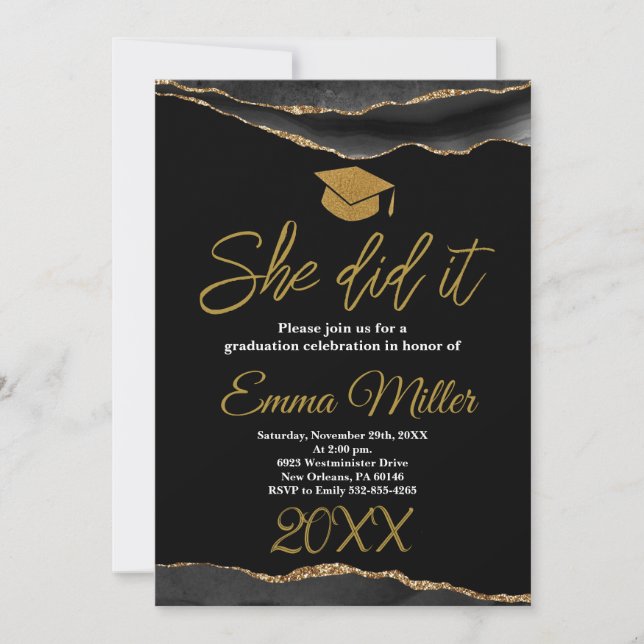 She Did It Graduation Party Invitation (Front)
