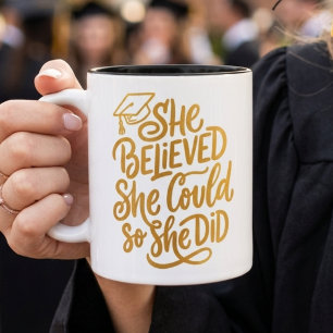 She Did It Graduation Quote Class of 2026 Graduate Two-Tone Coffee Mug