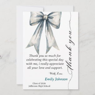She did it Graduation Thank you  Photo Blue Bow  Invitation