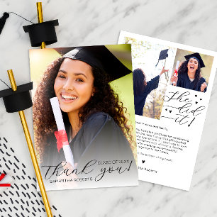 She Did It! Heart Script Class of 2025 Graduation Thank You Card