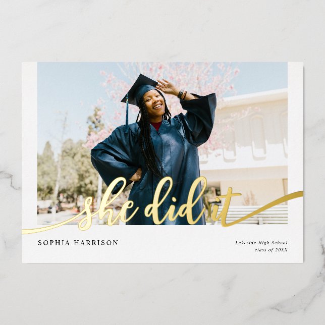 She did it Modern Photo Graduation (Front)