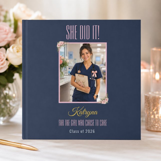 She Did It Nurse Keepsake Guest Book (Elegant nurse graduation guestbook keepsake for celebrating her proud milestone)