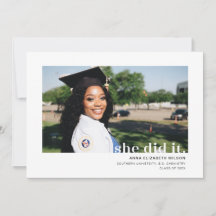 She Did It Photo Graduation Announcement