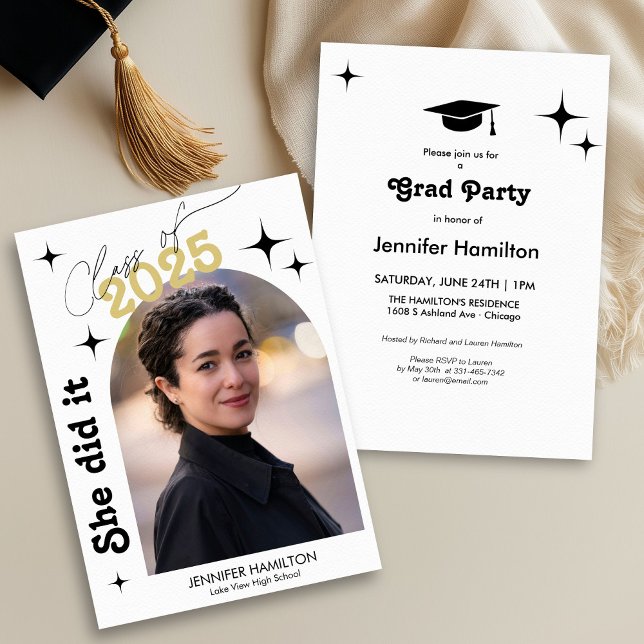 She Did It Photo Graduation Party Invite (Creator Uploaded)