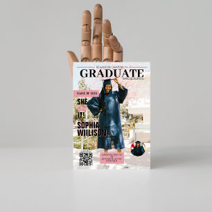 She did it qr code magazine photo graduation invitation