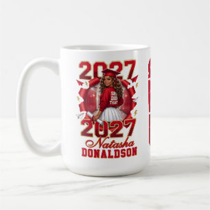 She Did That Black Female Grad Red Gold 2027 Coffee Mug