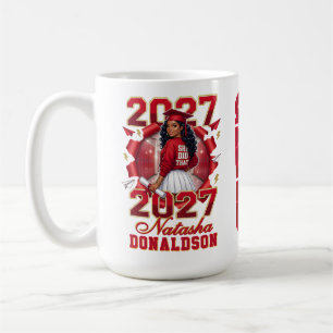 She Did That Black Female Grad Red Gold 2027 Coffee Mug