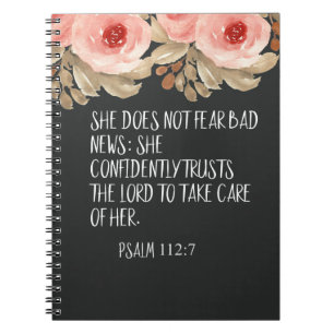 She Does Not Fear Bad News Psalm 112:7 Christian Notebook