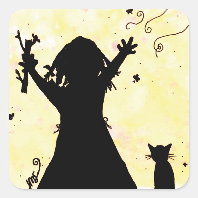 She Dreams of Magic in the Moon Square Sticker (Front)