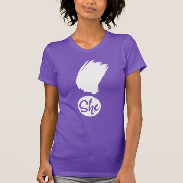 She Exclamation White Design Womens Shirt (Front)