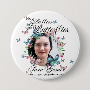 She Flies with butterflies Button