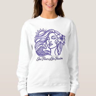 She Flows Like Freedom – Purple Feminine Line Art  Sweatshirt