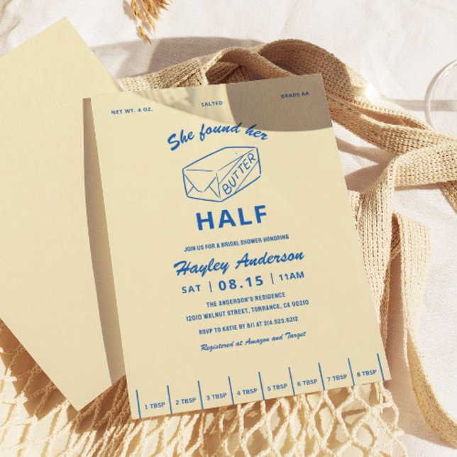 She Found Butter Half Butter Bridal Shower  Invitation (Creator Uploaded)