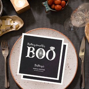 She Found Her Boo Black Halloween Bridal Shower Napkin