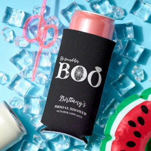 She Found Her Boo Black Halloween Bridal Shower Seltzer Can Cooler