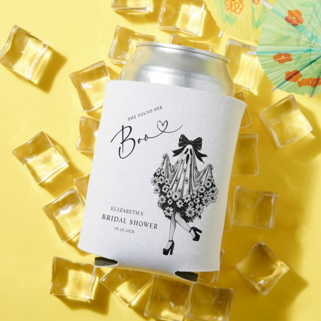 She Found Her Boo Ghost Floral  Bridal Shower Can Cooler (In Situ Summer)