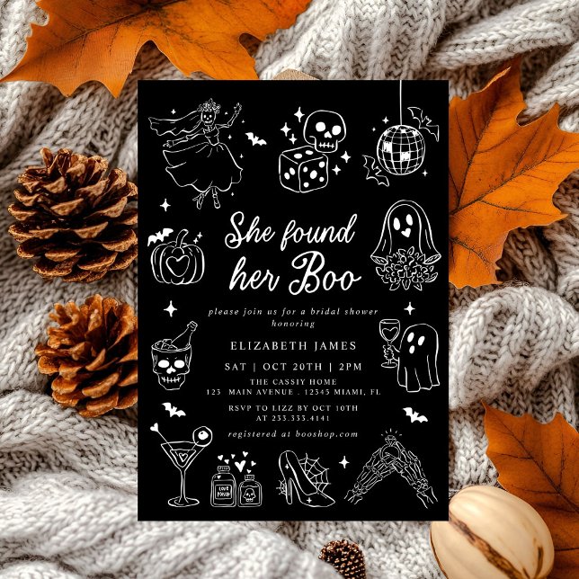 She Found Her Boo Ghost Floral  Bridal Shower  Invitation (Creator Uploaded)
