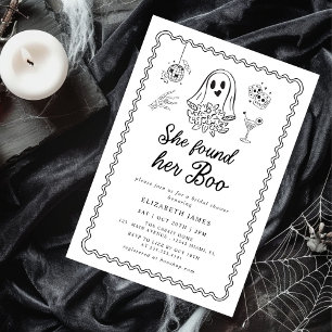 She Found Her Boo Ghost Floral  Bridal Shower  Invitation