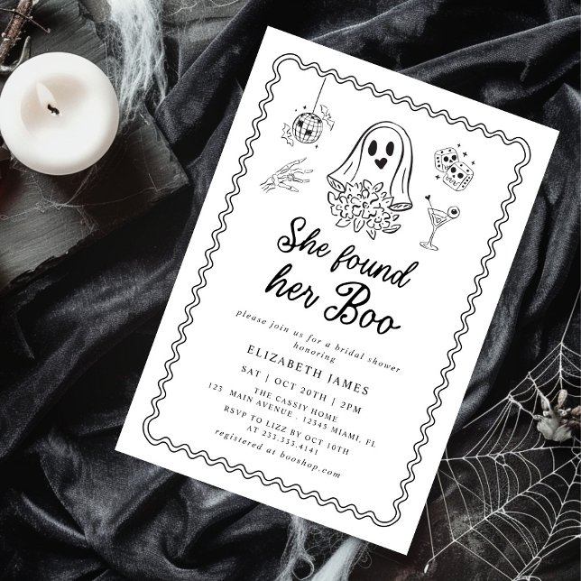 She Found Her Boo Ghost Floral  Bridal Shower  Invitation (Creator Uploaded)