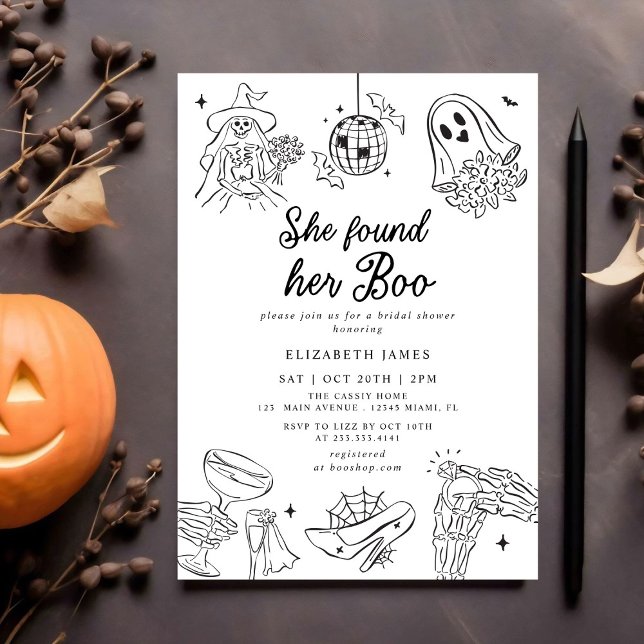 She Found Her Boo Ghost Floral  Bridal Shower  Invitation (Creator Uploaded)