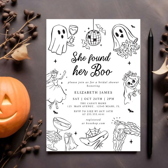 She Found Her Boo Ghost Floral  Bridal Shower  Invitation (Creator Uploaded)