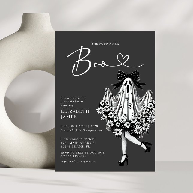 She Found Her Boo Ghost Floral  Bridal Shower Invitation (Creator Uploaded)