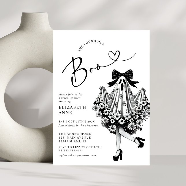 She Found Her Boo Ghost Floral  Bridal Shower Invitation (Creator Uploaded)