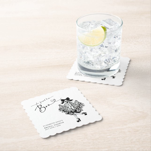 She Found Her Boo Ghost Floral  Bridal Shower Paper Coaster (Insitu)