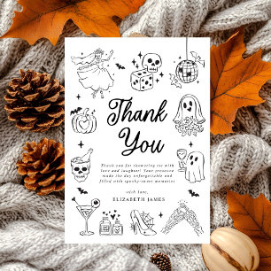 She Found Her Boo Ghost Floral  Bridal Shower  Thank You Card