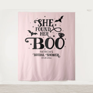 She Found Her Boo Halloween Bridal Shower Backdrop Tapestry