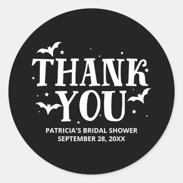 She Found Her Boo Halloween Bridal Shower Classic Round Sticker (Front)