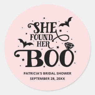 She Found Her Boo Halloween Bridal Shower Classic  Round Sticker