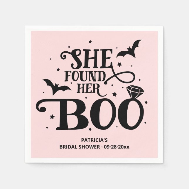 She Found Her Boo Halloween Bridal Shower Napkins (Front)