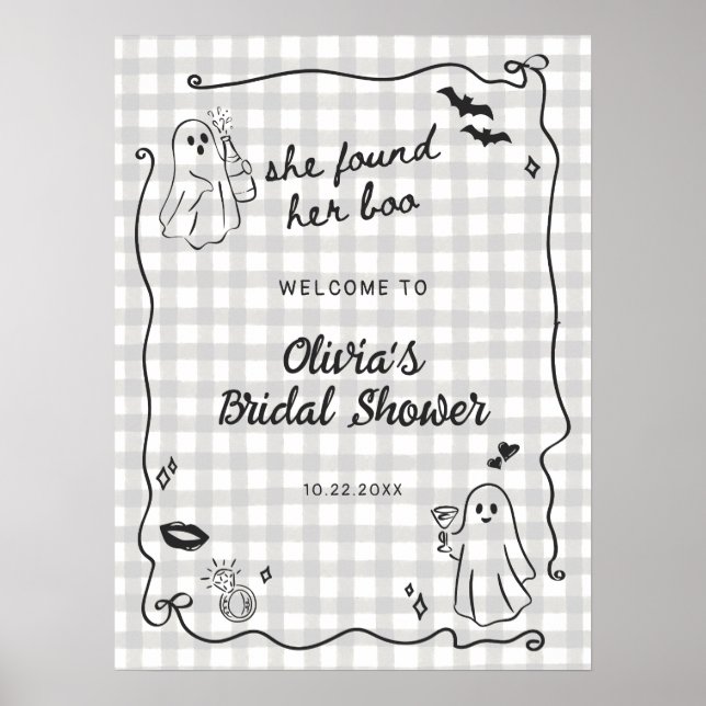 She Found Her Boo Halloween Bridal Shower Welcome Poster (Front)
