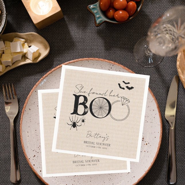She Found Her Boo Rustic Halloween Bridal Shower Napkin (Creator Uploaded)