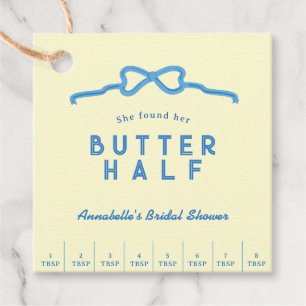 She found her Butter Half Blue Bow Bridal Shower Favour Tags