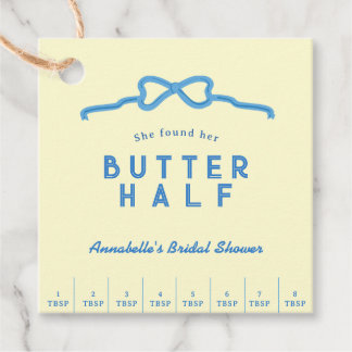 She found her Butter Half Blue Bow Bridal Shower Favour Tags