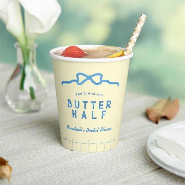 She found her Butter Half Blue Bow Bridal Shower Paper Cups (Insitu)