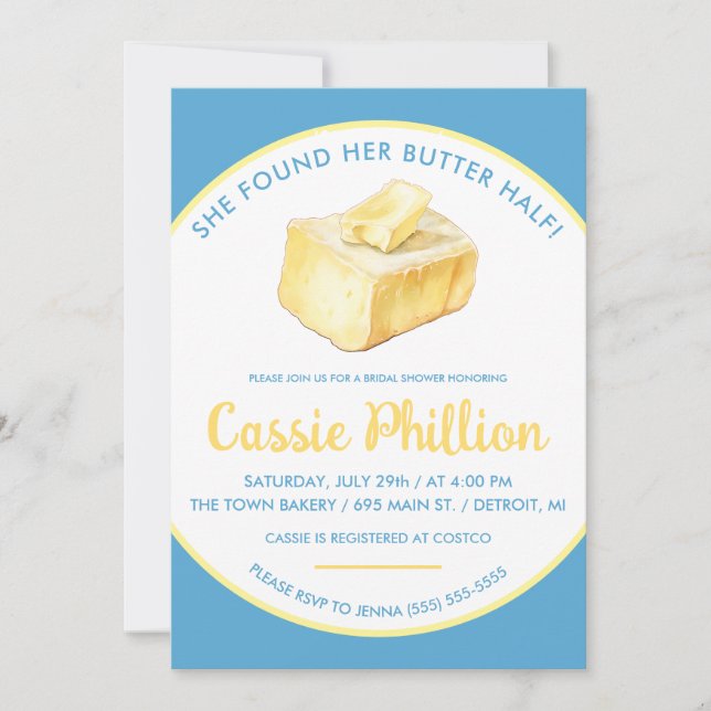 She Found her Butter Half Bridal Shower Invitation (Front)
