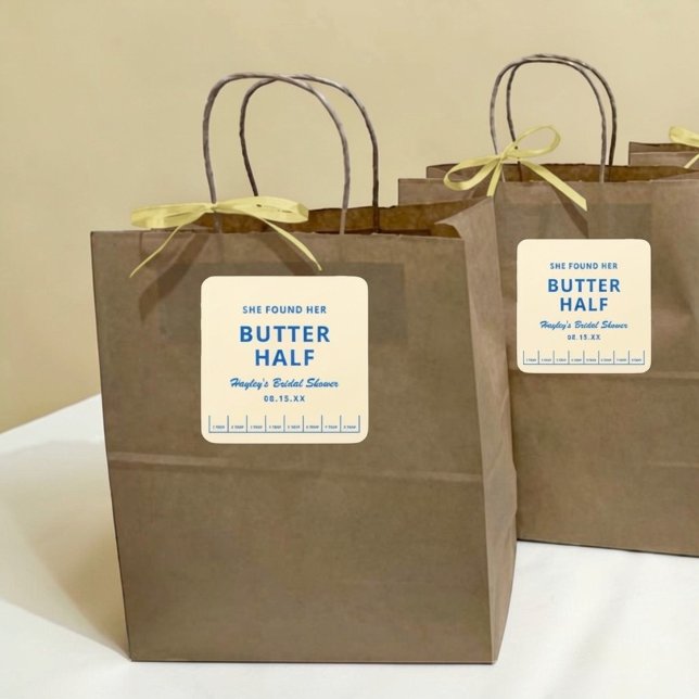 She Found Her Butter Half Bridal Shower Square Sticker (Creator Uploaded)