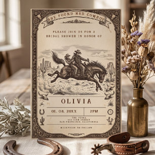 She Found Her Cowboy Vintage Western Bridal Shower Invitation