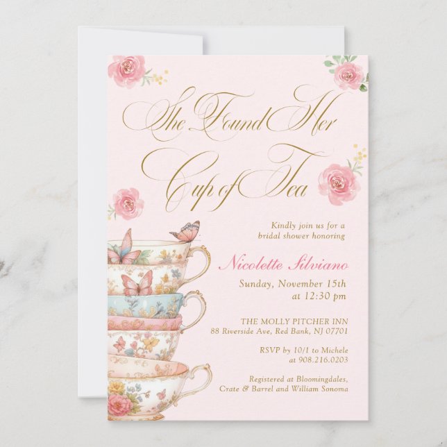 She Found Her Cup of Tea Bridal Shower  Invitation (Front)