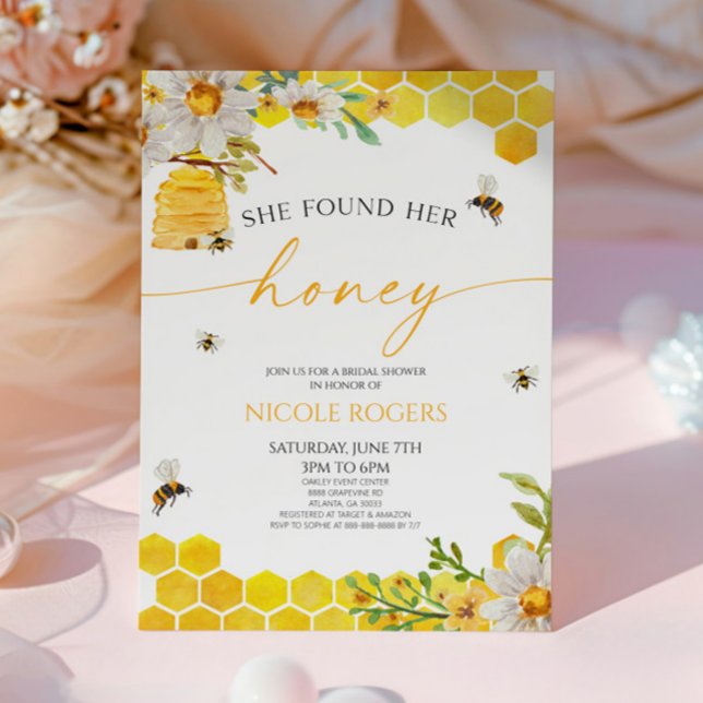She Found Her Honey Bee Beehive Bridal Shower Invitation (Creator Uploaded)