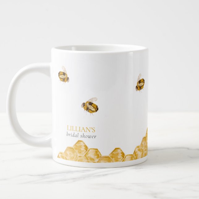 She Found Her Honey Bee Bridal Shower Favor Large Coffee Mug (Left)
