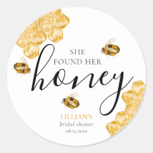 She Found Her Honey Bee Bridal Shower Favour Classic Round Sticker