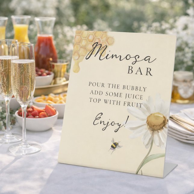 She Found Her Honey Bee Bridal Shower Mimosa Bar Pedestal Sign (Creator Uploaded)