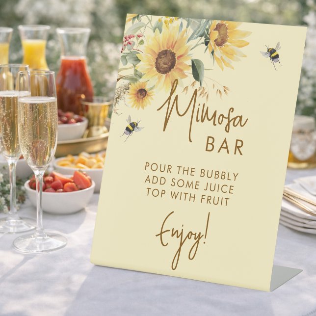 She Found Her Honey Bee Bridal Shower Mimosa Bar Pedestal Sign (Creator Uploaded)