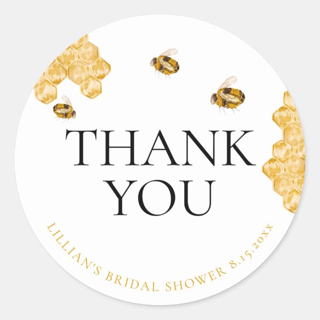 She Found Her Honey Bee Bridal Shower Thank You Classic Round Sticker (Front)