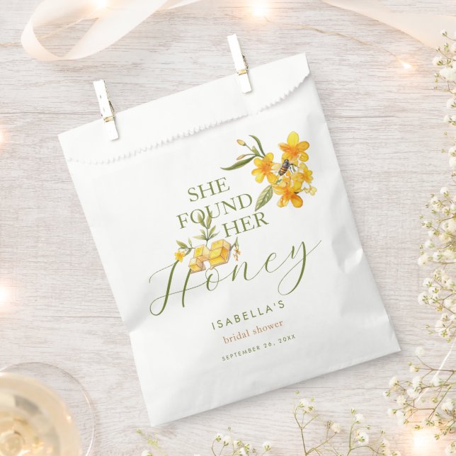 She Found Her Honey Bee Floral Bridal Shower Favour Bags (Clipped)