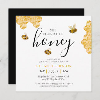 She Found Her Honey Bee Themed Bridal Shower Invitation